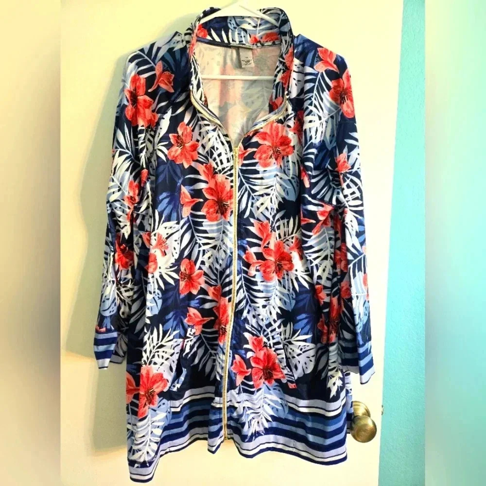 Catherines Stretch Knit Floral Jacket Size 1X